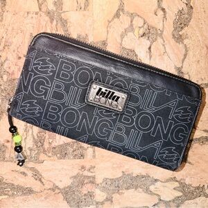 Billabong Black Logo Zip-Around Wallet